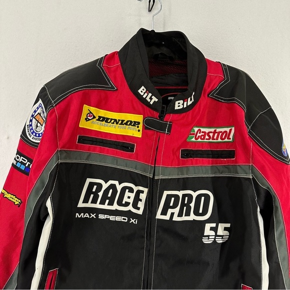 Bilt Racer Biker Jacket Patches Men’s XL Black - Picture 2 of 13